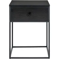 House Nordic Table d'appoint Vita Black avec tiroir | Acier, MDF 40x40x55cm