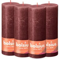 Bolsius Bougies pilier rustiques Shine 4 pcs 190x68 mm Rouge velours