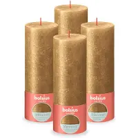 Bolsius Bougies pilier rustiques Shimmer 4 pcs 190x68 mm Doré