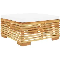vidaXL Tabouret de jardin avec coussin crème en teck massif