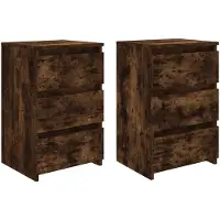 vidaXL Tables de chevet 2pcs Chêne fumé 40x35x62,5cm Bois d'ingénierie