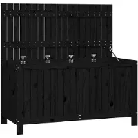 vidaXL Coffre de jardin noir 121x55x64 cm pin massif