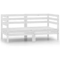 vidaXL 2-Sitzer-Gartensofa Weiß Kiefer Massivholz