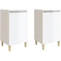 vidaXL Tables de chevet 2pcs blanc brillant 40x35x70cm bois ingénierie