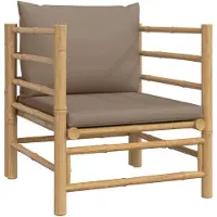 vidaXL Fauteuil de jardin avec coussin taupe en bambou