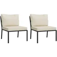 vidaXL Chaises de jardin avec coussins couleur sable 2 pcs. 60x74x79 cm acier