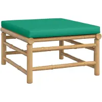 vidaXL Tabouret de jardin avec coussin vert en bambou