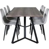 Ebuy24 MarinaGRBL ensemble table, table El boisReproduction gris et 6 Polar Diamond chaises Velours gris.
