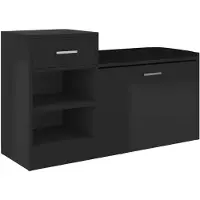 vidaXL Banc à chaussures Noir brillant 94,5x31x57 cm Aggloméré