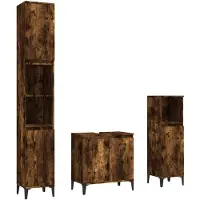 vidaXL Ensemble de meubles de salle de bain 3 pièces chêne fumé bois composite
