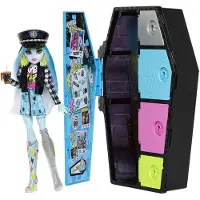 Monster High Skulltimate Secrets Frankie Stein poupée avec 125 looks différents, 19 surprises, casier en forme de cercueil