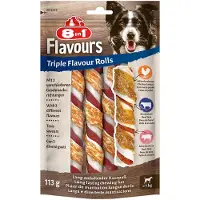 8In1 Triple Flavour Rolls Bâtonnets à mâcher pour chien - 3 x 3 bâtonnets à mâcher