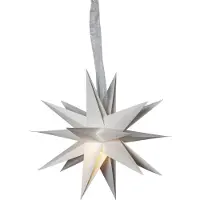 Star Trading 502-21 Etoile en papier "December "blanche, Ø env. 35 cm, 18 pointes, avec ruban, sans câble ni ampoule, carton quadrichromie