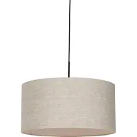 QAZQA Suspension rustique noire avec abat-jour beige 50 cm - Combi 1