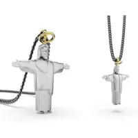 Metalmorphose On-Shirt Long Necklace Jésus, (Acier inoxydable)