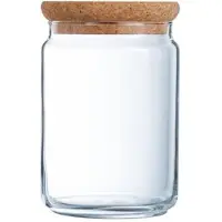 Luminarc Pure-Jar - Pot de rangement - Couvercle en liège - 1 litre - Verre - (Lot de 6)