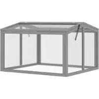 Outsunny Serre de jardin Serre de jardin avec couverture en bois et polycarbonate résistant aux intempéries Gris clair 90 x 80 x 58 cm