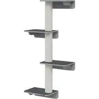 PawHut Arbre à chat mural, mur d'escalade pour chat, meuble pour chat, arbre à chat en bois, gris clair