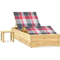 vidaXL Bain de soleil de jardin avec table et support Pin imprégné