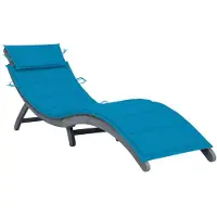 vidaXL Chaise longue avec support Gris Bois massif Acacia
