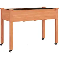 vidaXL Jardinière sur roues avec doublure brun 118x59x80 cm bois sapin