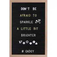 GADGY Letterbord Zwart Vilt - Houten lijst 30x45cm - Inclusief 570 Kleuren Letters en 100 Icoontjes - Wanddecoratie Woonkamer - Leuk Cadeau - Verjaardagscadeau