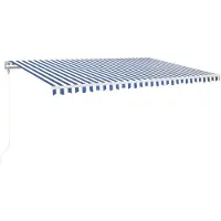 vidaXL Store automatique rétractable 500x350 cm bleu et blanc