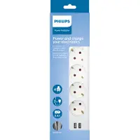 Coppens Bloc multiprises à 4 voies - SPN3042WA/10- 230V - Blanc - avec USB