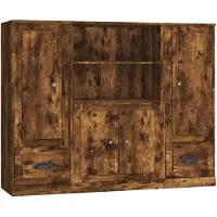 vidaXL Tableaux hauts 3 pcs Chêne fumé Bois reconstitué