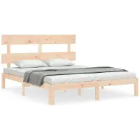 vidaXL Lit en bois massif avec tête de lit 160x200 cm