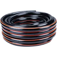 Black & Decker Tuyau d'arrosage 25 mètres 13MM - PVC résistant - Arrosage du jardin, lavage de la voiture, remplissage de la piscine - S'adapte à tous les robinets standards - Noir/Orange