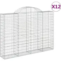 vidaXL Paniers à gabions arqués 12 pcs 200x30x140/160 cm Fer galvanisé