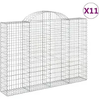 vidaXL Gabions avec arc surélevé 11pcs. 200x30x140/160cm Fer galvanisé