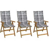 vidaXL Chaises de jardin pliantes 3 pcs. avec coussins en bois massif d'acacia
