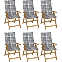 vidaXL Chaises de jardin pliantes 6 pcs. avec coussins en bois massif d'acacia