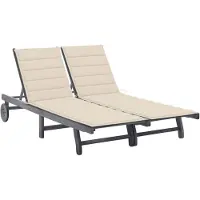 vidaXL Bain de soleil 2 personnes avec support Gris acacia massif