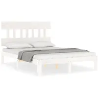 vidaXL Lit en bois massif sans matelas Blanc 140x190 cm pin