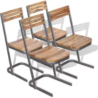 vidaXL Chaises de salle à manger 4 pcs. Bois massif teck