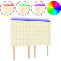 vidaXL Tête de lit LED Crème 144x5x118/128 cm Similicuir