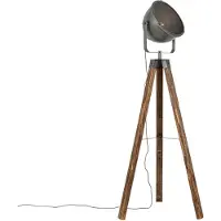 QAZQA Lampadaire industriel trépied en acier avec bois inclinable - Emado
