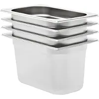 vidaXL Récipients Gastronorm 4 pcs. GN 1/4 150 mm acier inoxydable