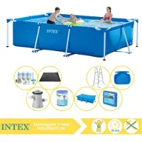 Intex Piscine rectangulaire hors sol - 300x200x75 cm - Composée de 9 pièces - Modèle S30218