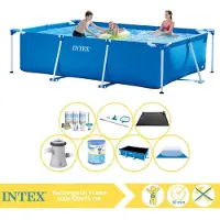 Intex Piscine rectangulaire hors sol - 300x200x75 cm - Composée de 8 pièces - Modèle S30197