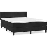 vidaXL Lit boxspring avec matelas noir 140x200 cm velours