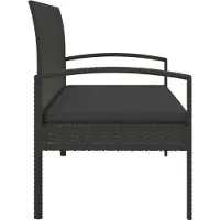 vidaXL Banc de jardin avec coussins Noir 105 cm Poly rotin