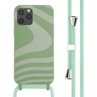 IMoshion Coque design en silicone avec cordon Apple iPhone 12 (Pro) - Retro Green