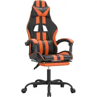 vidaXL Chaise de jeu avec repose-pieds Pivotante Noir & Orange Similicuir