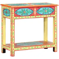 vidaXL Table console peinte à la main 80x35x75 cm Bois de manguier