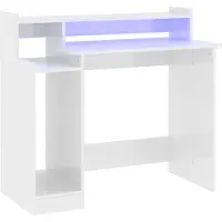 vidaXL Bureau avec LEDs blanc brillant 97x45x90 cm Bois composite