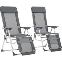 vidaXL Chaises longues pliantes avec repose-pieds 2 pcs. Gris Textilène